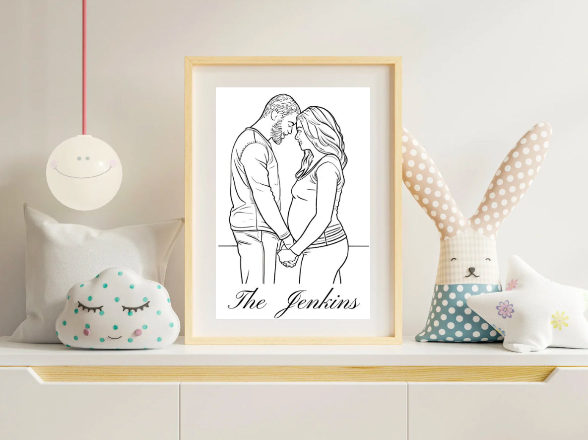 COUPLES CUSTOM OUTLINED DRAWING